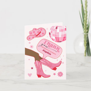 Pink Cowgirl Birthday Party Thank You Card