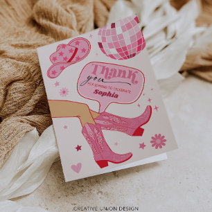 Pink Cowgirl Birthday Party Thank You Card