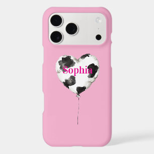 Pink Cowgirl Black White Cow Heart Balloon