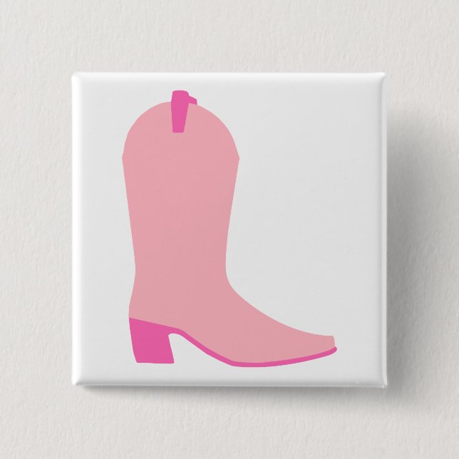 Pink Cowgirl Boot 15 Cm Square Badge (Front)