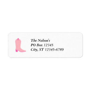 Pink Cowgirl Boot Return Address Label
