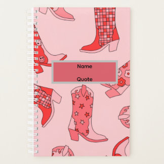 Pink Cowgirl Boot Spiral Bound Planner