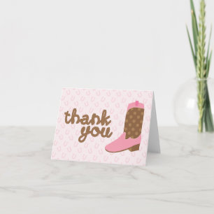 Pink Cowgirl Boot Western Party Thank You Notes