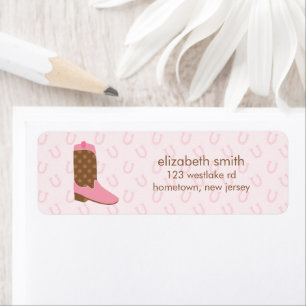 Pink Cowgirl Boot Western Return Address Label