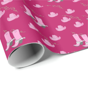 Pink Cowgirl Boots And Hats Wrapping Paper