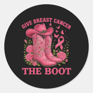 Pink Cowgirl Boots Breast Cancer Awareness Ribbon  Classic Round Sticker