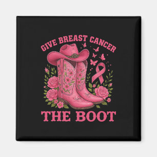 Pink Cowgirl Boots Breast Cancer Awareness Ribbon Magnet
