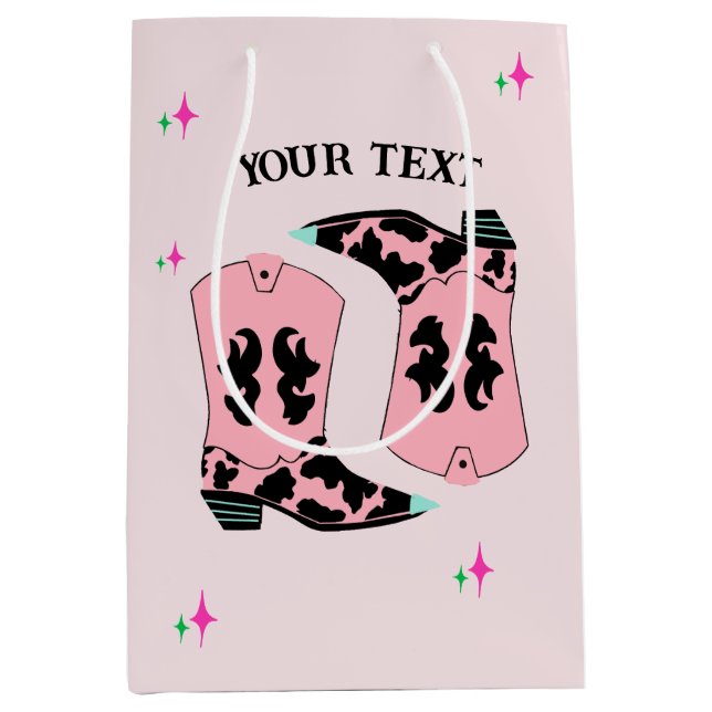 Pink Cowgirl Boots Rodeo  Medium Gift Bag (Front)