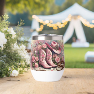 Pink Cowgirl Boots & Roses Western Style