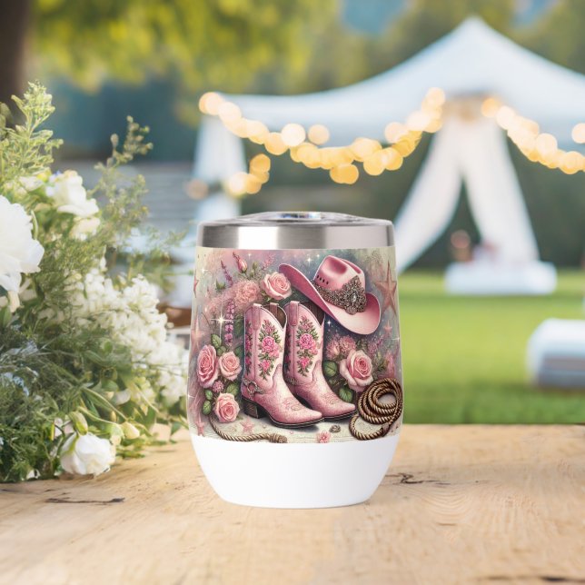 Pink Cowgirl Boots & Roses Western Style (Wedding (Rotated))