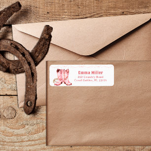 Pink Cowgirl Boots Western Return Address Sticker