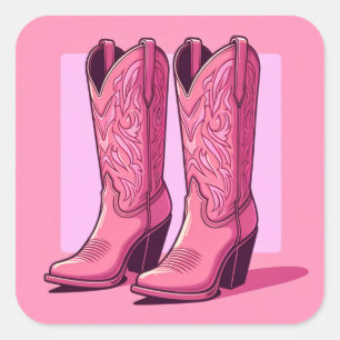 Pink Cowgirl Boots Western Trendy Stickers