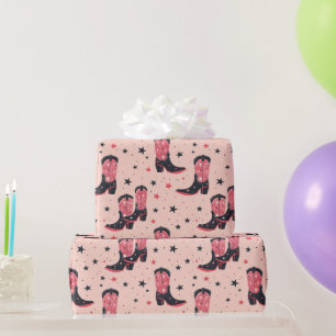Pink Cowgirl Boots Wrapping Paper