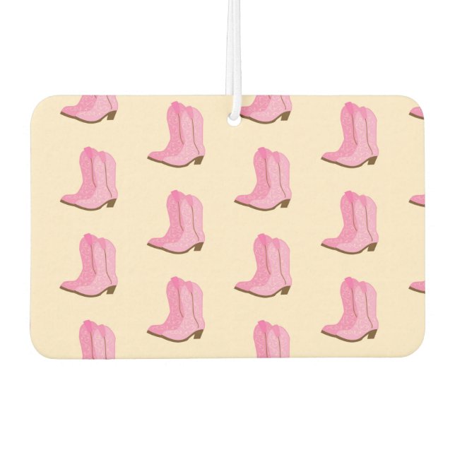 Pink Cowgirl Cowboy Boots Country Texas Ranch Car Air Freshener (Front)