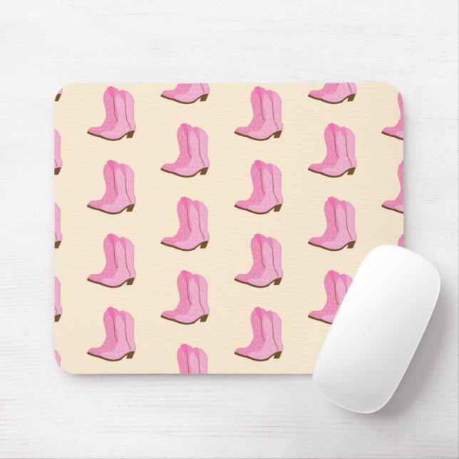 Pink Cowgirl Cowboy Boots Country Texas Ranch Mouse Pad (With Mouse)