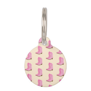 Pink Cowgirl Cowboy Boots Country Texas Ranch Pet Tag