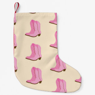 Pink Cowgirl Cowboy Boots Country Texas Ranch Small Christmas Stocking