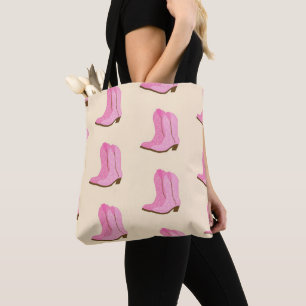 Pink Cowgirl Cowboy Boots Country Texas Ranch Tote Bag