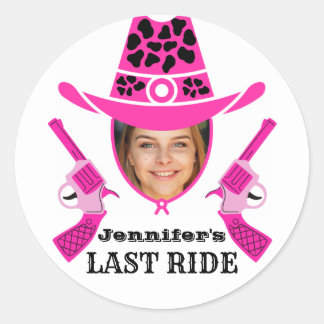 Pink Cowgirl Custom Photo    Classic Round Sticker