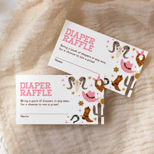 Pink Cowgirl Diaper Raffle Western Baby Shower Enclosure Card