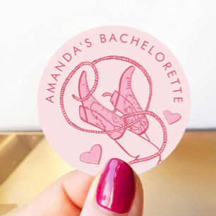 Pink Cowgirl Disco Bachelorette Round Sticker