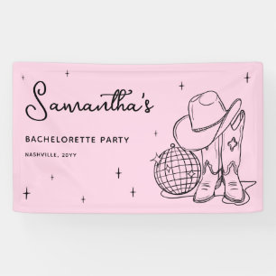 Pink Cowgirl Disco Last Rodeo Bachelorette Party Banner