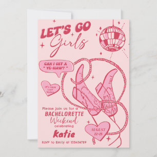 Pink Cowgirl Disco Rodeo Bachelorette Weekend Invitation