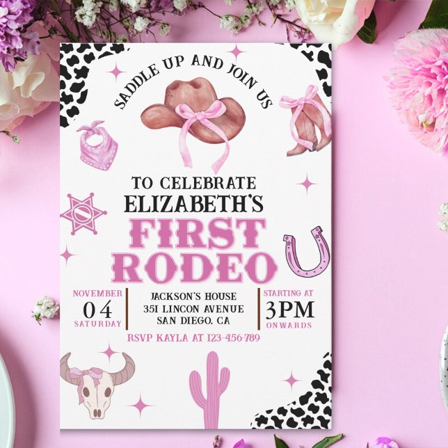 Pink Cowgirl First Rodeo Birthday Western Party  Invitation (Creator Uploaded)