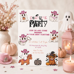 Pink Cowgirl Halloween Costume Party Invitation
