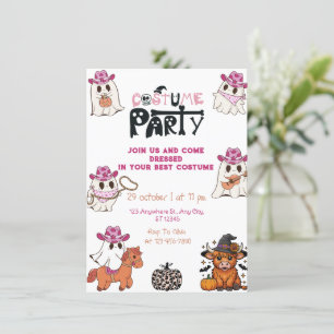 Pink Cowgirl Halloween Costume Party Invitation
