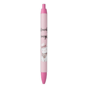 Pink Cowgirl Hat Cat   Black Ink Pen