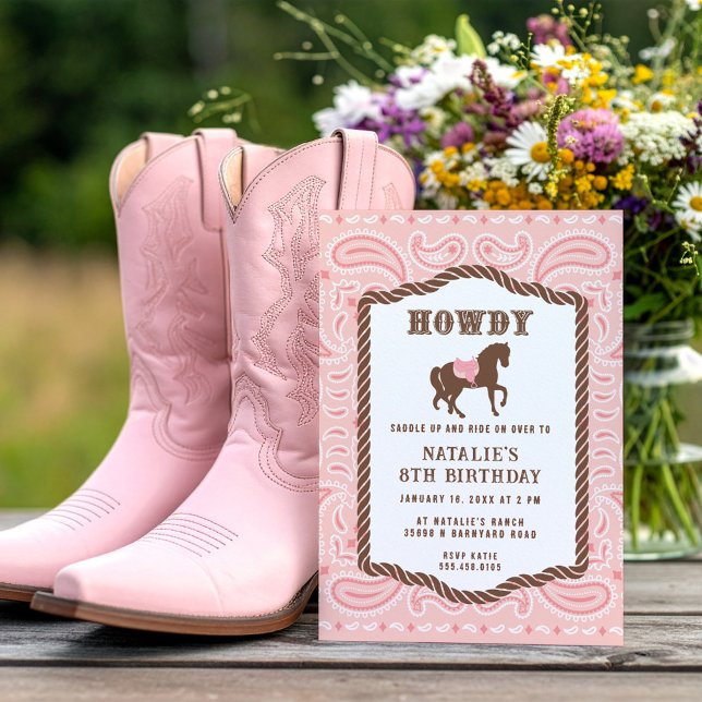 Pink Cowgirl | Horse Silhouette | Birthday   Invitation (Creator Uploaded)