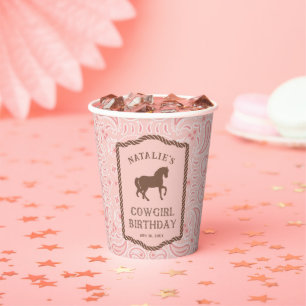 Pink Cowgirl   Horse Silhouette Party  Paper Cups