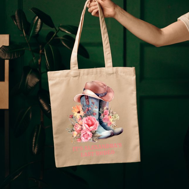 Pink Cowgirl Nashville Let's Go Girls Bachelorette Tote Bag (Creator Uploaded)