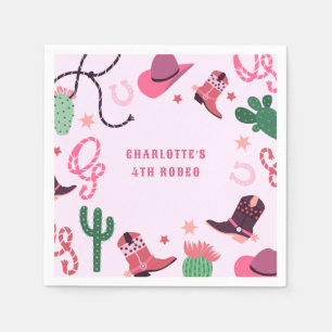 Pink Cowgirl Rodeo Western Birthday Party Napkin