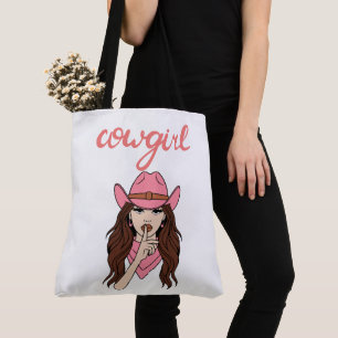 Pink cowgirl tote bag
