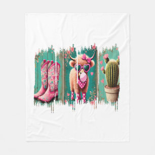 Pink Cowgirl Valentine , Heart  Fleece Blanket