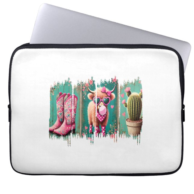 Pink Cowgirl Valentine , Heart  Laptop Sleeve (Front)
