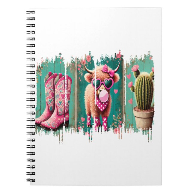 Pink Cowgirl Valentine , Heart  Notebook (Front)