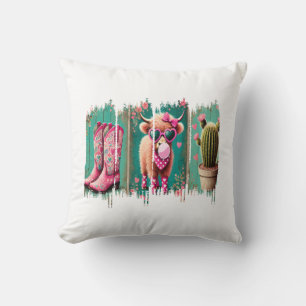 Pink Cowgirl Valentine Png, Heart Png Cushion