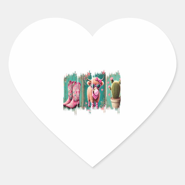 Pink Cowgirl Valentine Png, Heart Png Heart Sticker (Front)