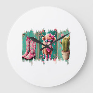 Pink Cowgirl Valentine Png, Heart Png Large Clock