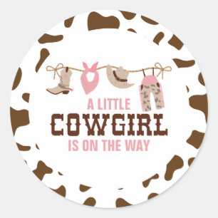 Pink Cowgirl Western Baby Shower Classic Round Sticker