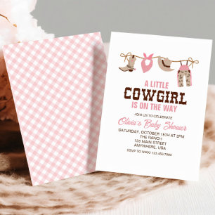 Pink Cowgirl Western Baby Shower Invitation