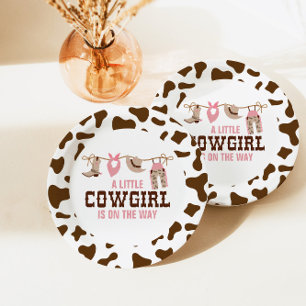 Pink Cowgirl Western Baby Shower Paper Plate