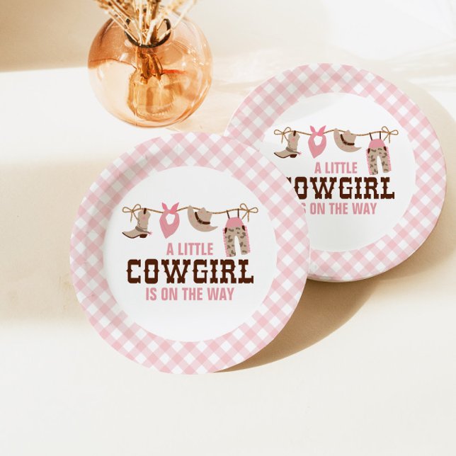Pink Cowgirl Western Baby Shower Paper Plates (Creator Uploaded)