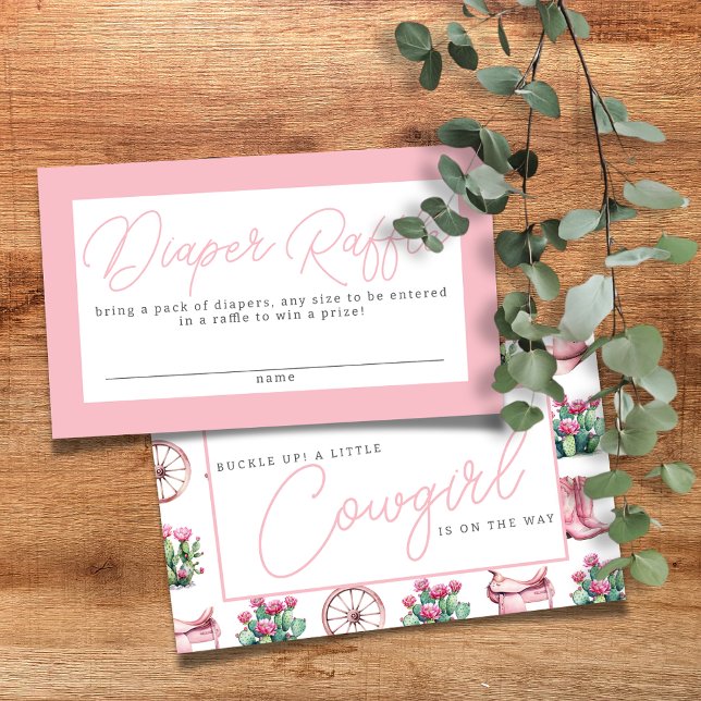 Pink Cowgirl Western Cactus Diaper Raffle Enclosure Card (Creator Uploaded)