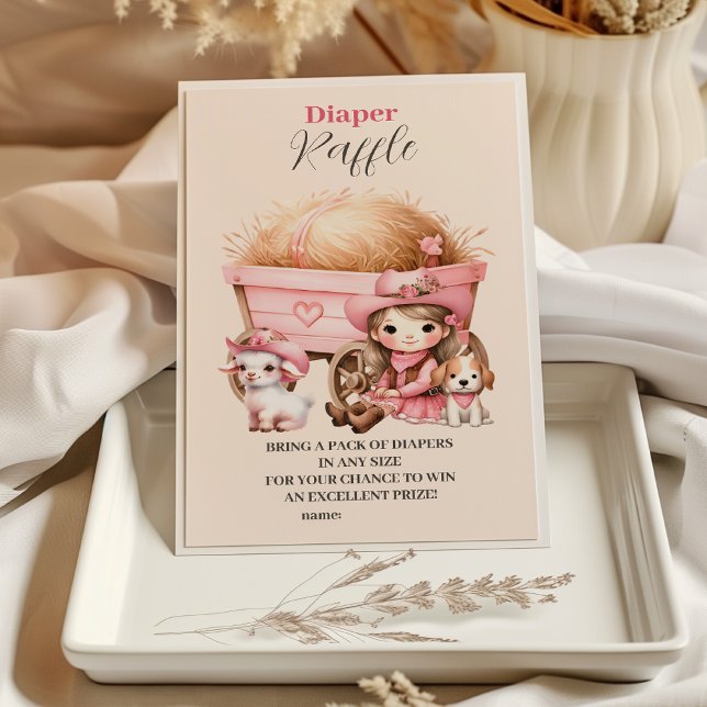 Pink Cowgirl Western Diapper Raffle Enclosure Card (Creator Uploaded)