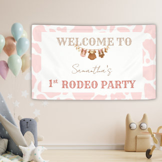 Pink Cowgirl Western Rodeo Birthday Welcome Banner