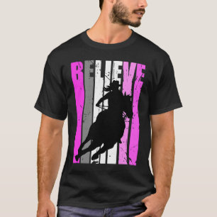 Pink Cowgirls Horse Riding Rider Retro Vintage Cow T-Shirt